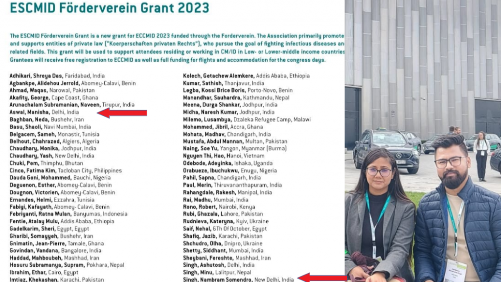 Dr. Somendro Nambram Singh and Ms. Manisha Aswal were awarded Forderverine Grant to attend ESCMID 2023, Denmark