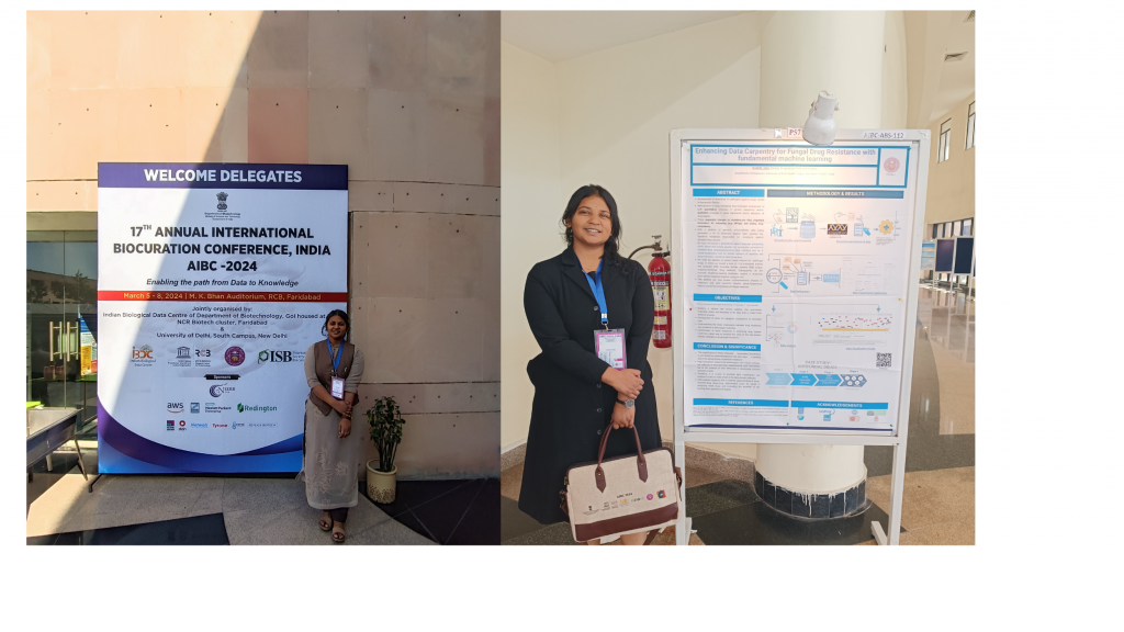 Ms. Aakriti Jain was selected for a poster presentation at the 17th Annual International Biocuration Conference, held at IBDC, RCB Faridabad from 5th-8th March.